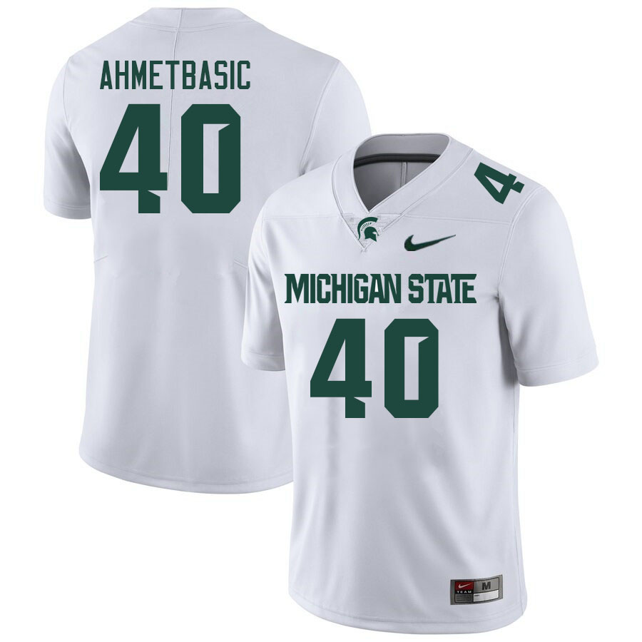 Men #40 Tarik Ahmetbasic Michigan State Spartans College Football Jerseys Stitched Sale-White